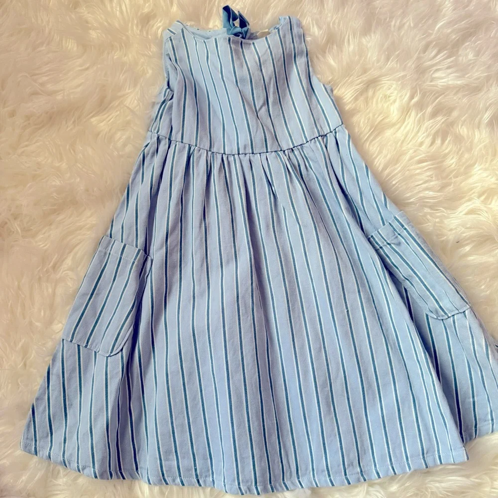 Hope & Henry Girls' Sleeveless Summer Party Dress - blue - size 4